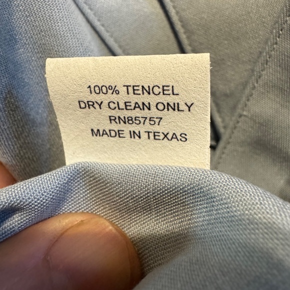 Men's Pale Blue Stubbs Wester Texas Star Button Long Sleeve Banded Collar SZ L - Picture 11 of 11